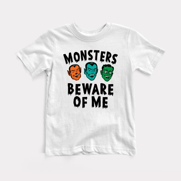 Monsters Beware Of Me - White - Full Front