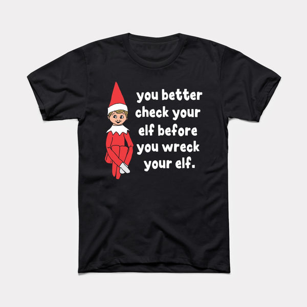 Check Your Elf - Black - Full Front