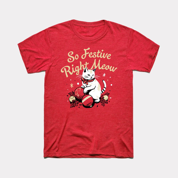 So Festive Right Meow - Heather Red - Full Front