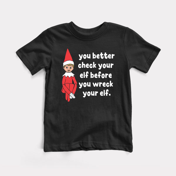 Check Your Elf - Black - Full Front